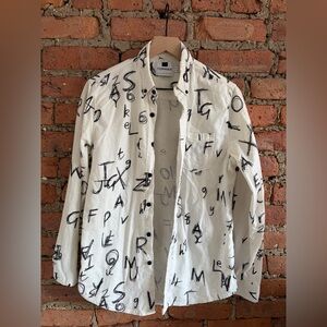 Topman Black and White Graphic Shirt